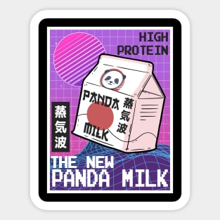 Vaporwave 80th Synthwave Panda Milk Japan Style Sticker